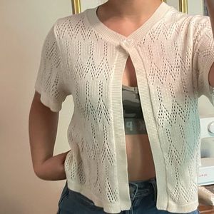 White cardigan short sleeve